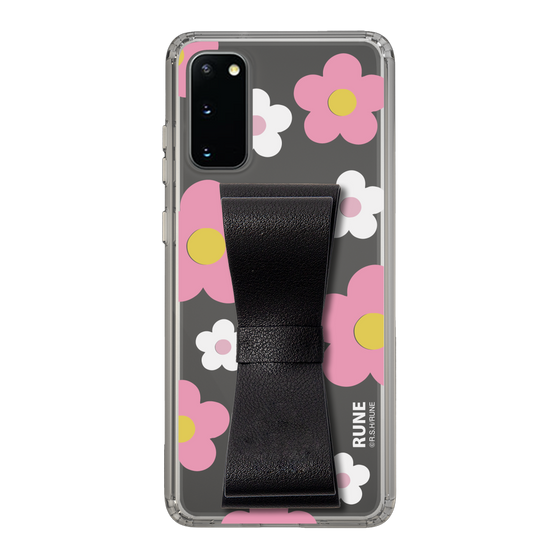 Slim Protection Case - STAND & RING RIBBON Black［ Rune Naito - RUNE Flower - Pink ］