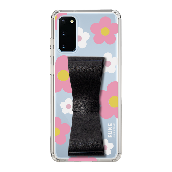 Slim Protection Case - STAND & RING RIBBON Black［ Rune Naito - RUNE Flower - Pink ］