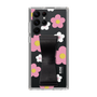Slim Protection Case - STAND & RING RIBBON Black［ Rune Naito - RUNE Flower - Pink ］
