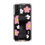 Slim Protection Case - STAND & RING RIBBON Black［ Rune Naito - RUNE Flower - Pink ］