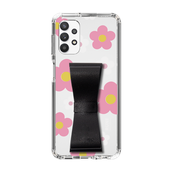 Slim Protection Case - STAND & RING RIBBON Black［ Rune Naito - RUNE Flower - Pink ］