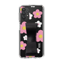 Slim Protection Case - STAND & RING RIBBON Black［ Rune Naito - RUNE Flower - Pink ］