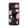 Slim Protection Case - STAND & RING RIBBON Black［ Rune Naito - RUNE Flower - Pink ］