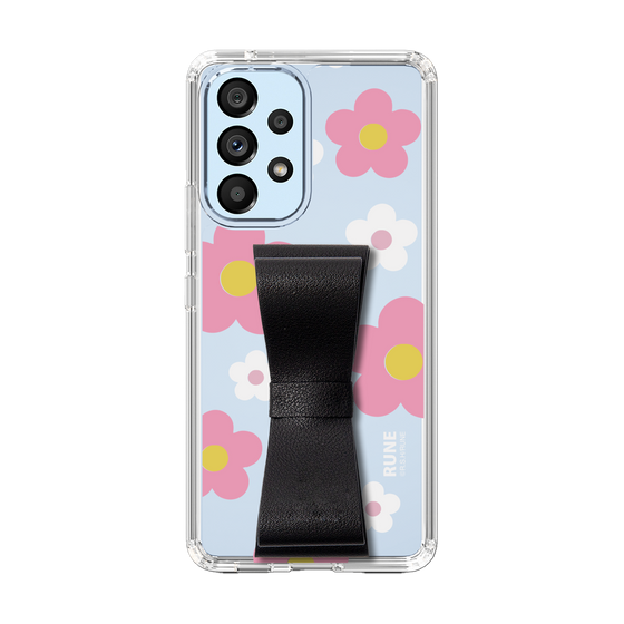 Slim Protection Case - STAND & RING RIBBON Black［ Rune Naito - RUNE Flower - Pink ］