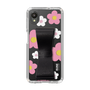 Slim Protection Case - STAND & RING RIBBON Black［ Rune Naito - RUNE Flower - Pink ］