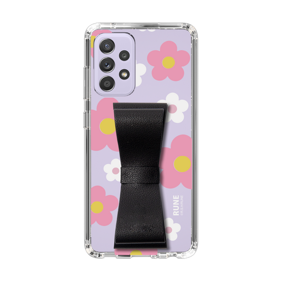Slim Protection Case - STAND & RING RIBBON Black［ Rune Naito - RUNE Flower - Pink ］