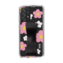 Slim Protection Case - STAND & RING RIBBON Black［ Rune Naito - RUNE Flower - Pink ］