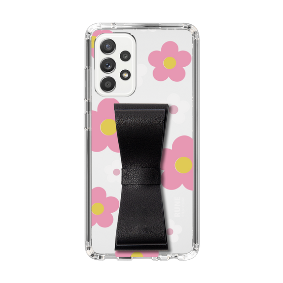 Slim Protection Case - STAND & RING RIBBON Black［ Rune Naito - RUNE Flower - Pink ］