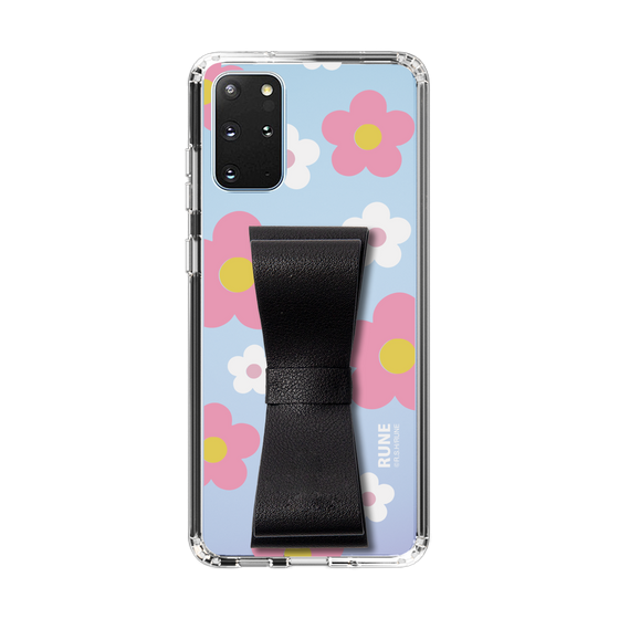 Slim Protection Case - STAND & RING RIBBON Black［ Rune Naito - RUNE Flower - Pink ］
