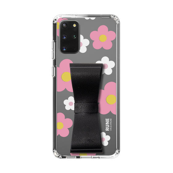 Slim Protection Case - STAND & RING RIBBON Black［ Rune Naito - RUNE Flower - Pink ］