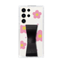 Slim Protection Case - STAND & RING RIBBON Black［ Rune Naito - RUNE Flower - Pink ］