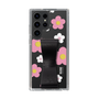 Slim Protection Case - STAND & RING RIBBON Black［ Rune Naito - RUNE Flower - Pink ］