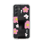 Slim Protection Case - STAND & RING RIBBON Black［ Rune Naito - RUNE Flower - Pink ］