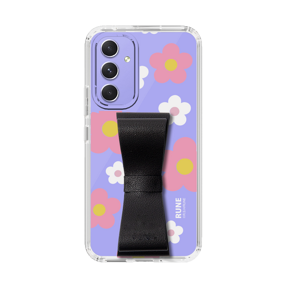 Slim Protection Case - STAND & RING RIBBON Black［ Rune Naito - RUNE Flower - Pink ］