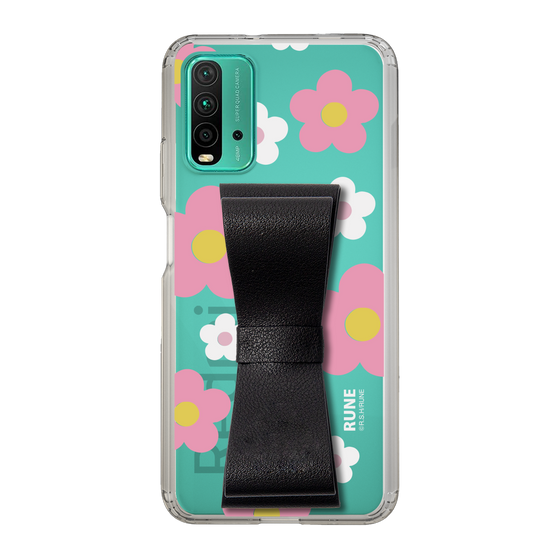 Slim Protection Case - STAND & RING RIBBON Black［ Rune Naito - RUNE Flower - Pink ］