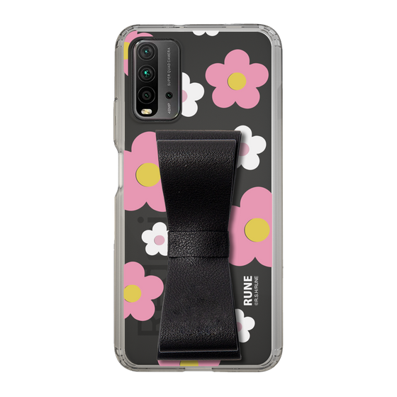 Slim Protection Case - STAND & RING RIBBON Black［ Rune Naito - RUNE Flower - Pink ］