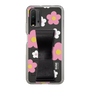 Slim Protection Case - STAND & RING RIBBON Black［ Rune Naito - RUNE Flower - Pink ］
