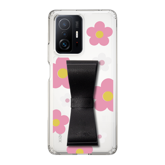 Slim Protection Case - STAND & RING RIBBON Black［ Rune Naito - RUNE Flower - Pink ］