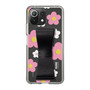 Slim Protection Case - STAND & RING RIBBON Black［ Rune Naito - RUNE Flower - Pink ］