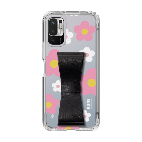 Slim Protection Case - STAND & RING RIBBON Black［ Rune Naito - RUNE Flower - Pink ］