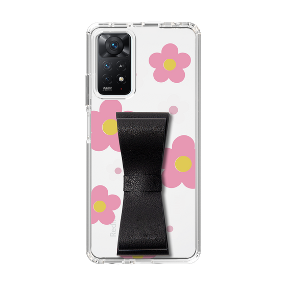 Slim Protection Case - STAND & RING RIBBON Black［ Rune Naito - RUNE Flower - Pink ］