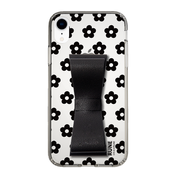 Slim Protection Case - STAND & RING RIBBON Black［ Rune Naito - RUNE Flower - Black ］