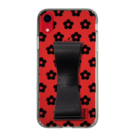 Slim Protection Case - STAND & RING RIBBON Black［ Rune Naito - RUNE Flower - Black ］
