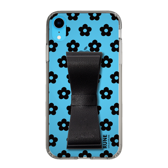 Slim Protection Case - STAND & RING RIBBON Black［ Rune Naito - RUNE Flower - Black ］