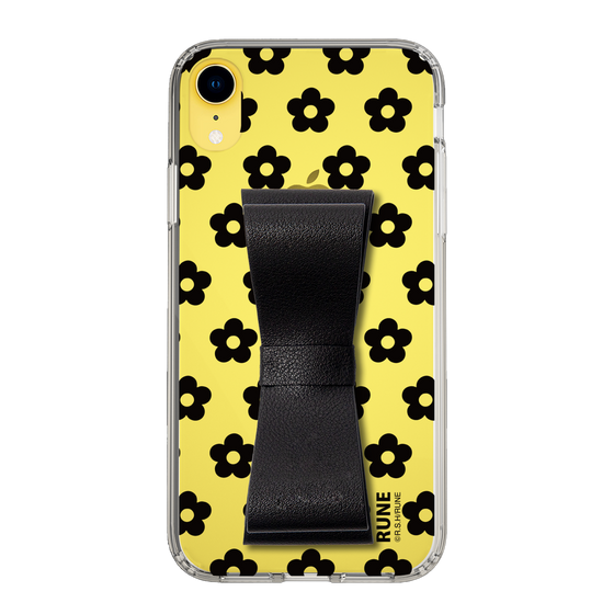 Slim Protection Case - STAND & RING RIBBON Black［ Rune Naito - RUNE Flower - Black ］