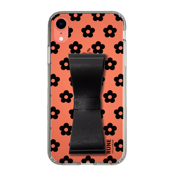 Slim Protection Case - STAND & RING RIBBON Black［ Rune Naito - RUNE Flower - Black ］