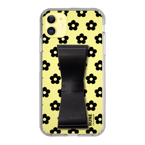 Slim Protection Case - STAND & RING RIBBON Black［ Rune Naito - RUNE Flower - Black ］