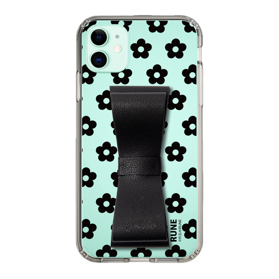 Slim Protection Case - STAND & RING RIBBON Black［ Rune Naito - RUNE Flower - Black ］