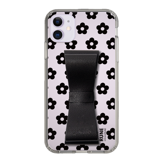 Slim Protection Case - STAND & RING RIBBON Black［ Rune Naito - RUNE Flower - Black ］