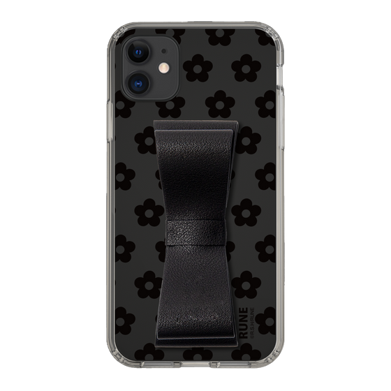 Slim Protection Case - STAND & RING RIBBON Black［ Rune Naito - RUNE Flower - Black ］