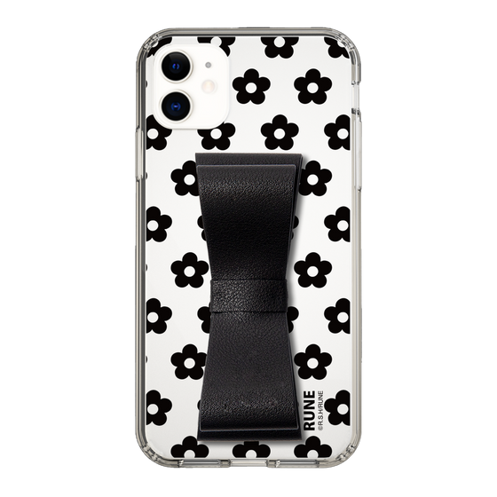 Slim Protection Case - STAND & RING RIBBON Black［ Rune Naito - RUNE Flower - Black ］