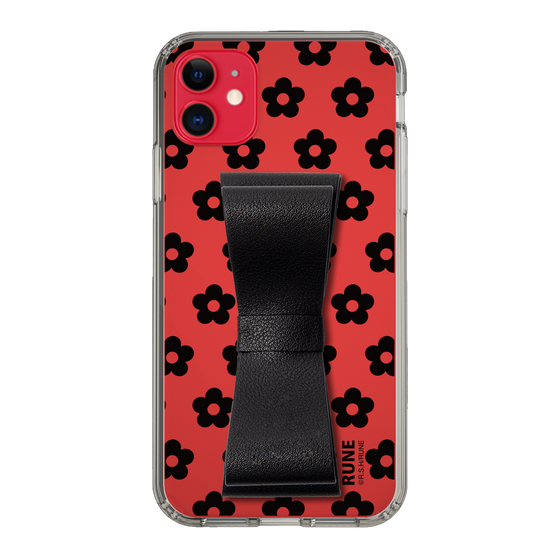Slim Protection Case - STAND & RING RIBBON Black［ Rune Naito - RUNE Flower - Black ］