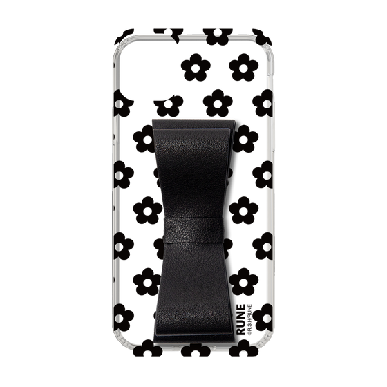 Slim Protection Case - STAND & RING RIBBON Black［ Rune Naito - RUNE Flower - Black ］