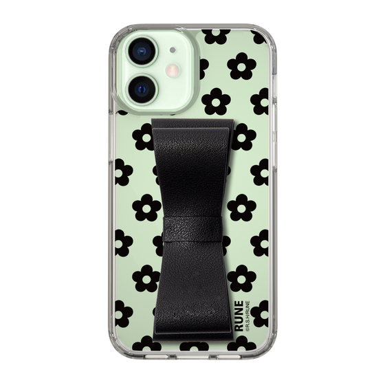 Slim Protection Case - STAND & RING RIBBON Black［ Rune Naito - RUNE Flower - Black ］