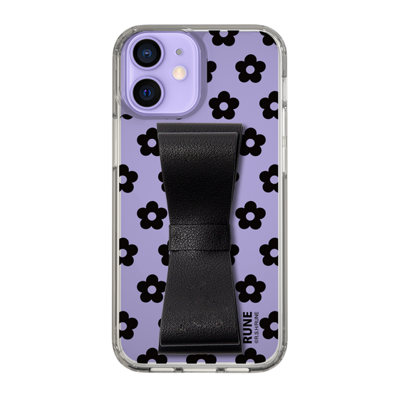 Slim Protection Case - STAND & RING RIBBON Black［ Rune Naito - RUNE Flower - Black ］