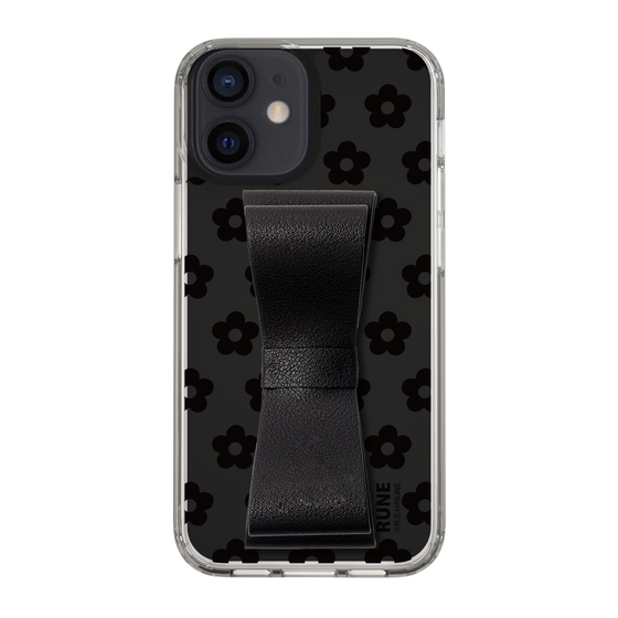 Slim Protection Case - STAND & RING RIBBON Black［ Rune Naito - RUNE Flower - Black ］