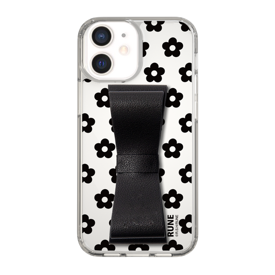Slim Protection Case - STAND & RING RIBBON Black［ Rune Naito - RUNE Flower - Black ］