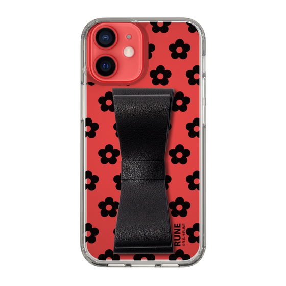 Slim Protection Case - STAND & RING RIBBON Black［ Rune Naito - RUNE Flower - Black ］