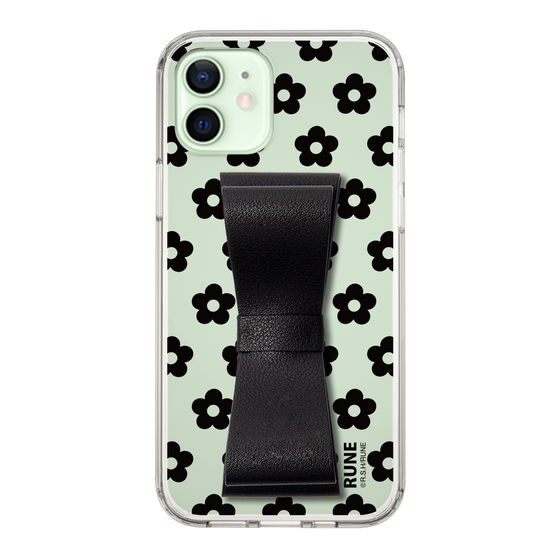 Slim Protection Case - STAND & RING RIBBON Black［ Rune Naito - RUNE Flower - Black ］