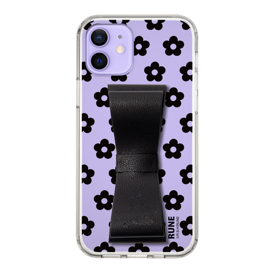 Slim Protection Case - STAND & RING RIBBON Black［ Rune Naito - RUNE Flower - Black ］