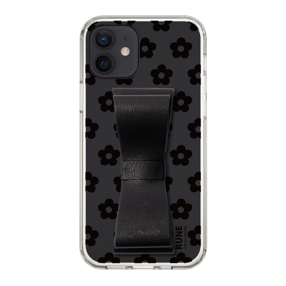 Slim Protection Case - STAND & RING RIBBON Black［ Rune Naito - RUNE Flower - Black ］