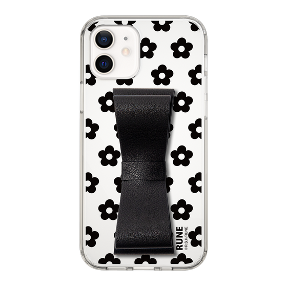 Slim Protection Case - STAND & RING RIBBON Black［ Rune Naito - RUNE Flower - Black ］