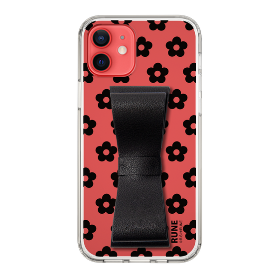 Slim Protection Case - STAND & RING RIBBON Black［ Rune Naito - RUNE Flower - Black ］