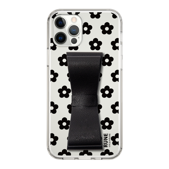 Slim Protection Case - STAND & RING RIBBON Black［ Rune Naito - RUNE Flower - Black ］