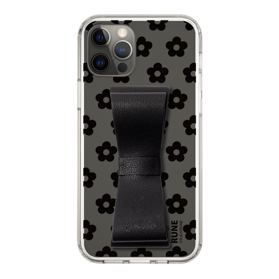 Slim Protection Case - STAND & RING RIBBON Black［ Rune Naito - RUNE Flower - Black ］