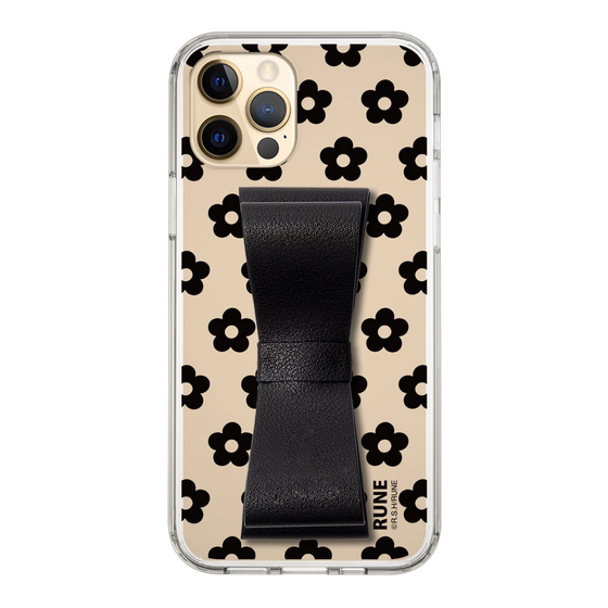 Slim Protection Case - STAND & RING RIBBON Black［ Rune Naito - RUNE Flower - Black ］